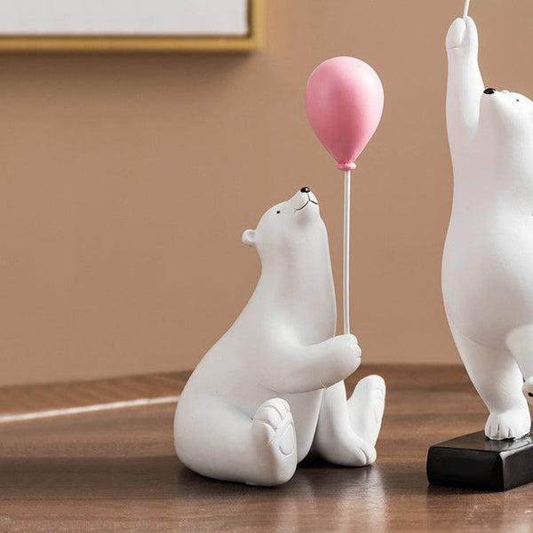Enhabit Sitting Bear with Balloon Sculpture - Pink - Modern Quests