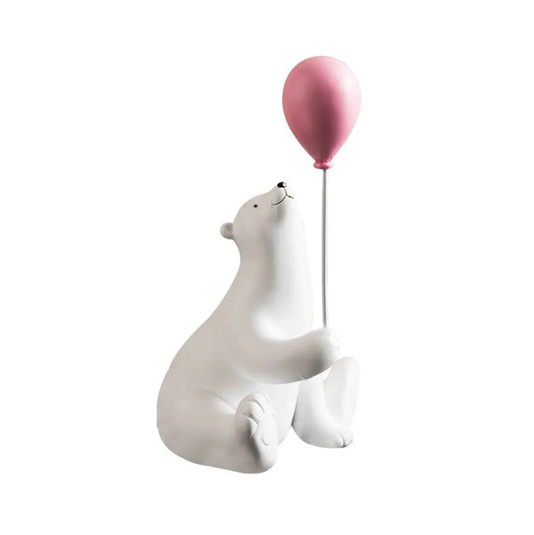 Enhabit Sitting Bear with Balloon Sculpture - Pink - Modern Quests