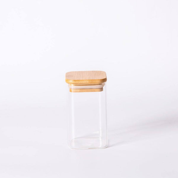 Enhabit Slim Square Glass Storage Jar with Lid - Short