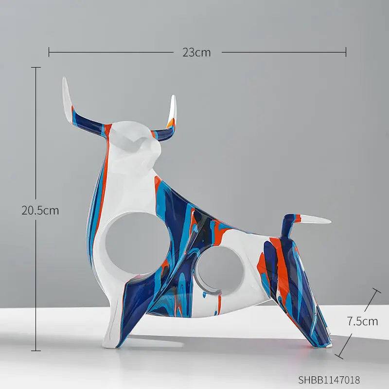 Enhabit Standing Bull Decorative Sculpture - Splash Blue