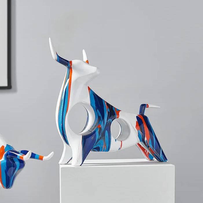 Enhabit Standing Bull Decorative Sculpture - Splash Blue - Modern Quests