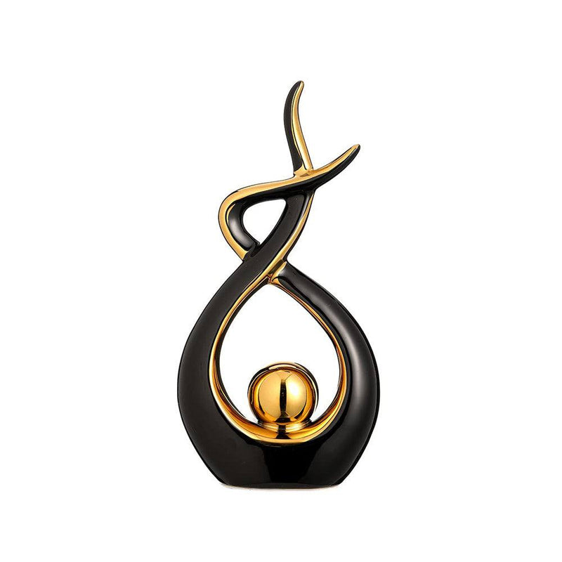 Enhabit Swirl Ceramic Sculpture - Black Gold