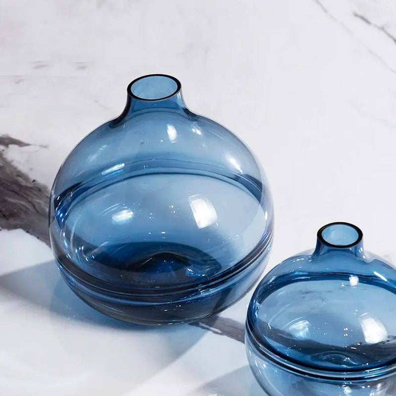 Enhabit Swirl Glass Vase Large - Ocean Blue