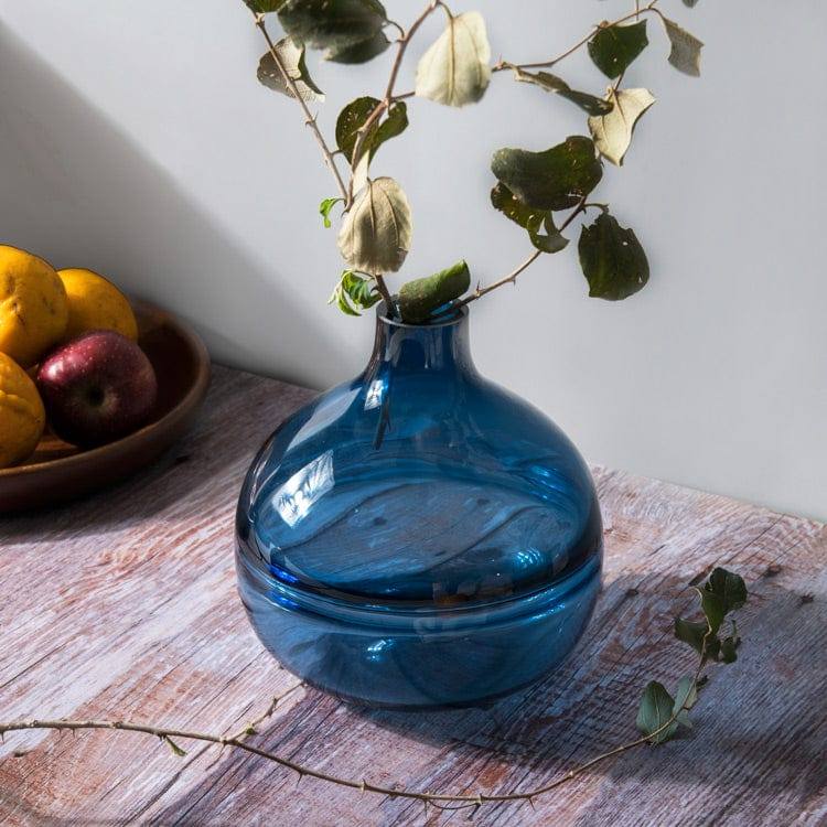 Enhabit Swirl Glass Vase Medium - Ocean Blue - Modern Quests