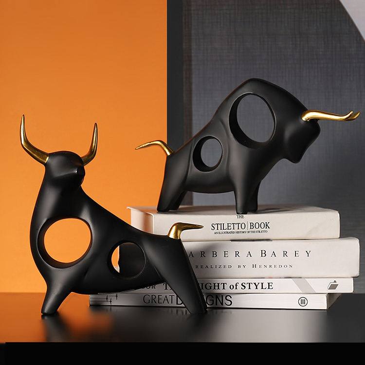 Enhabit Taurus Decorative Sculptures, Set of 2 - Black
