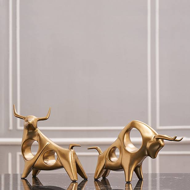 Enhabit Taurus Decorative Sculptures, Set of 2 - Gold