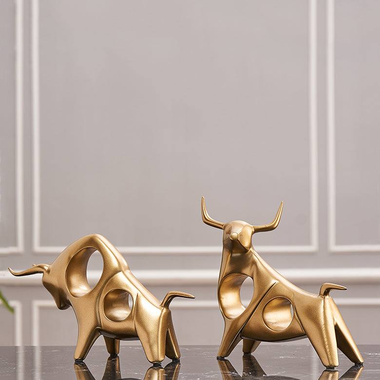 Enhabit Taurus Decorative Sculptures, Set of 2 - Gold - Modern Quests