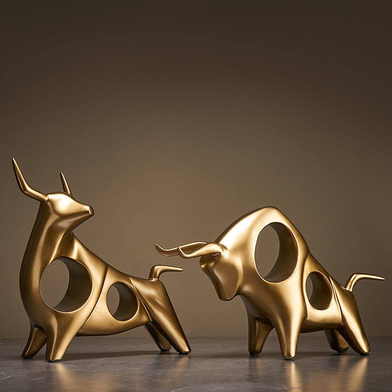 Enhabit Taurus Decorative Sculptures, Set of 2 - Gold