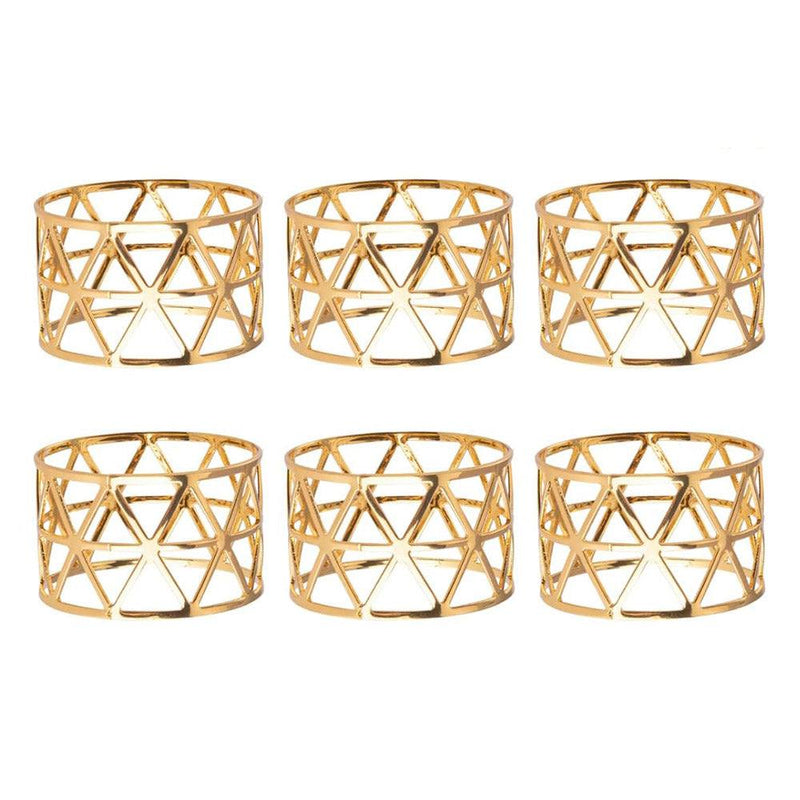 Enhabit Triangles Napkin Rings, Set of 6 - Gold