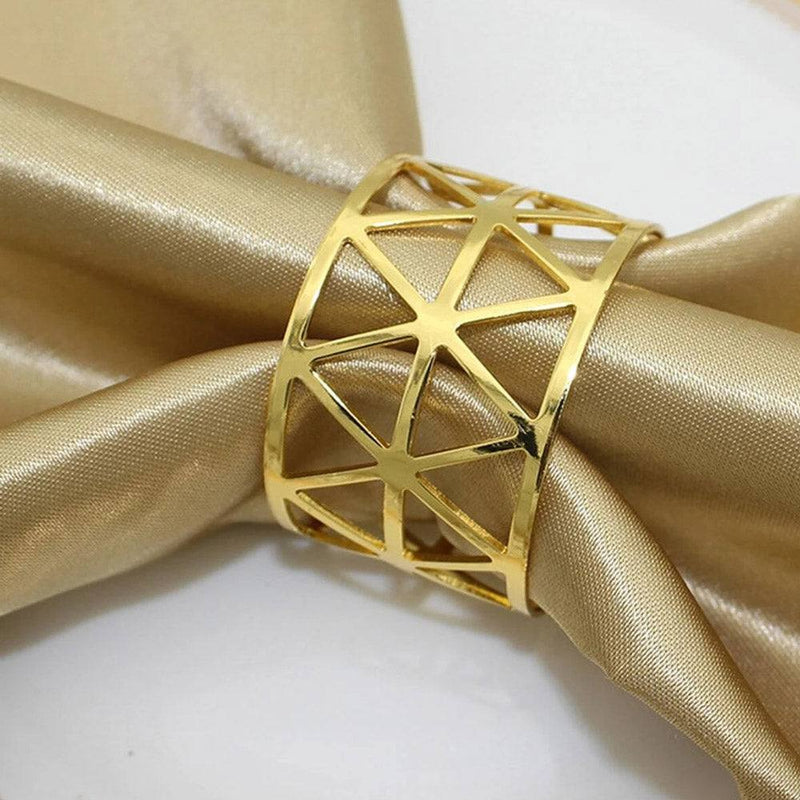 Enhabit Triangles Napkin Rings, Set of 6 - Gold