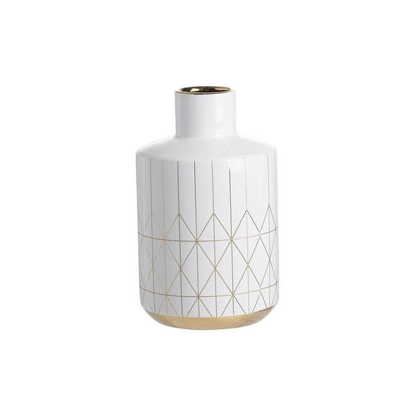 Enhabit Versa Ceramic Vase Large - White & Gold