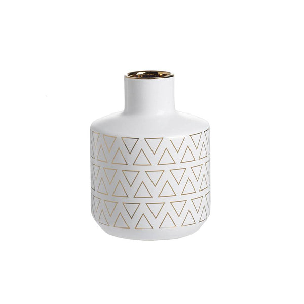 Enhabit Versa Ceramic Vase Medium - White & Gold