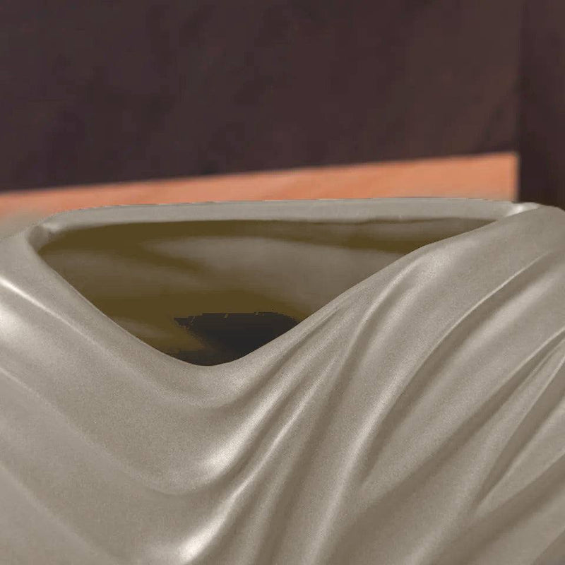 Enhabit Waves Ceramic Vase - Beige