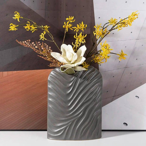 Enhabit Waves Ceramic Vase - Graphite Grey - Modern Quests