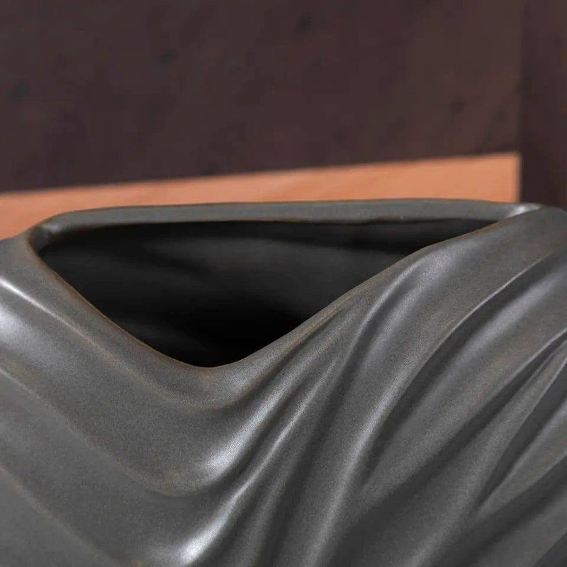 Enhabit Waves Ceramic Vase - Graphite Grey