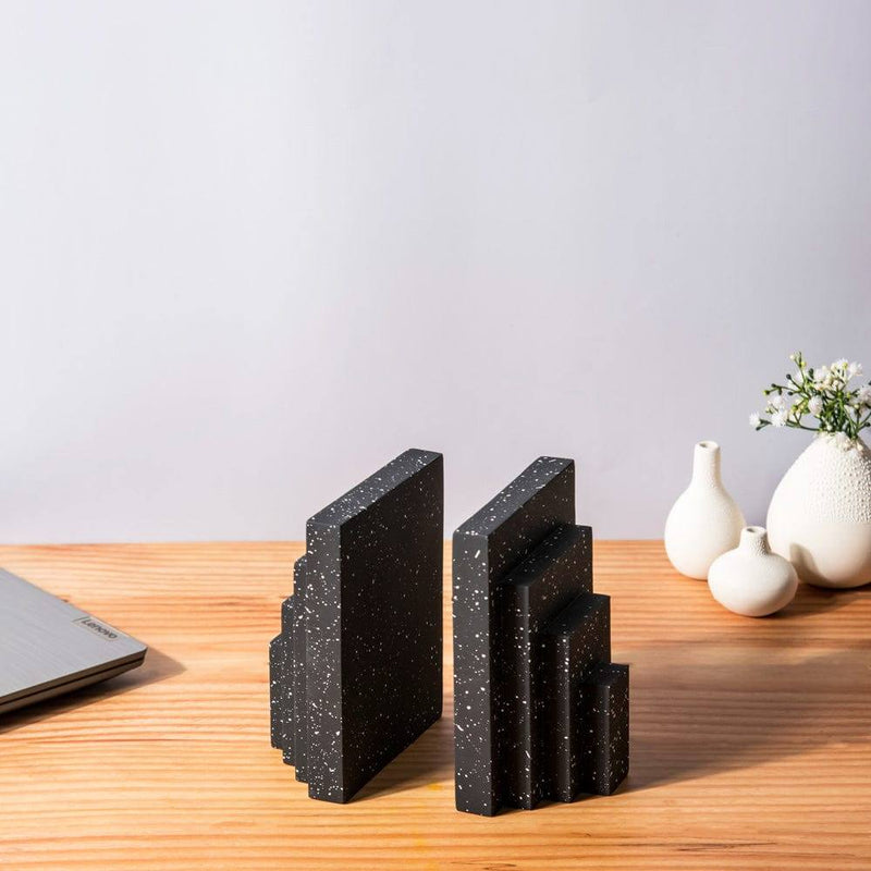 ESQ Living Accordion Bookends, Set of 2 - Speckled Black - Modern Quests