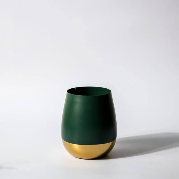 ESQ Living Amour Vase Medium - Bottle Green & Gold - Modern Quests