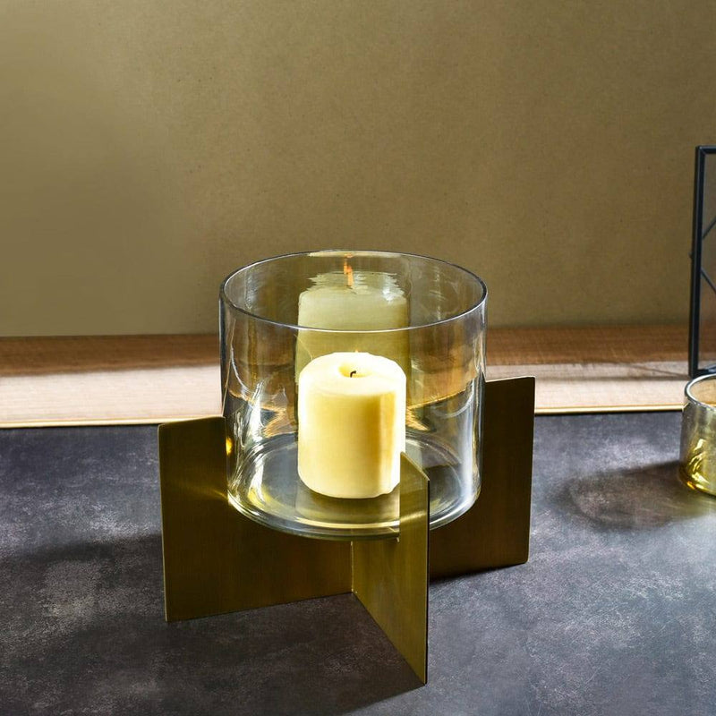 ESQ Living Anea Glass Hurricane - Gold - Modern Quests
