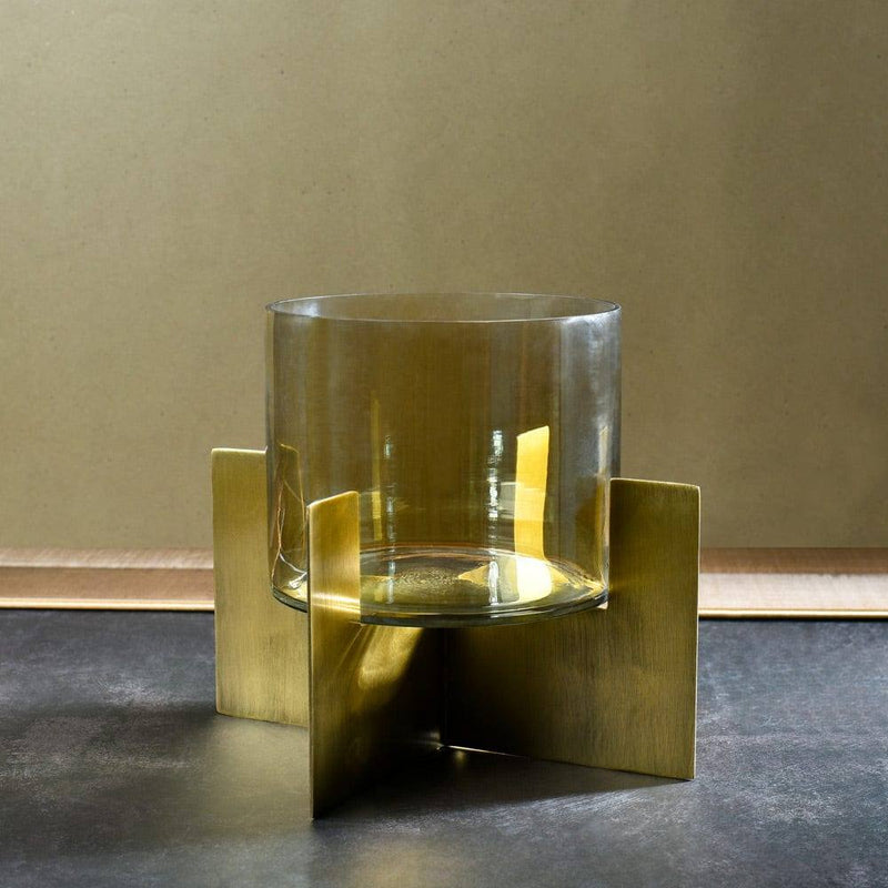 ESQ Living Anea Glass Hurricane - Gold - Modern Quests