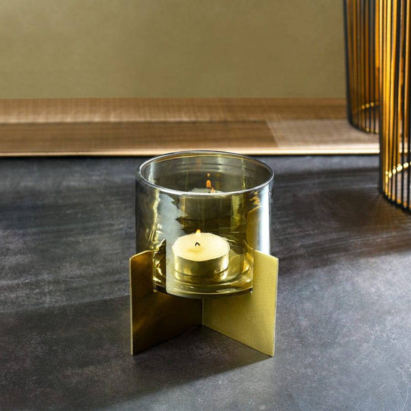 ESQ Living Anea Glass Tealight Holder - Gold - Modern Quests