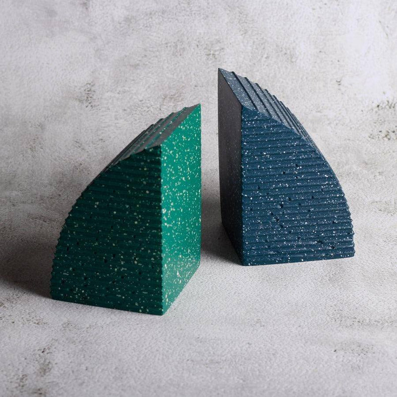 ESQ Living Arc Speckled Bookends, Set of 2 - Blue Green - Modern Quests