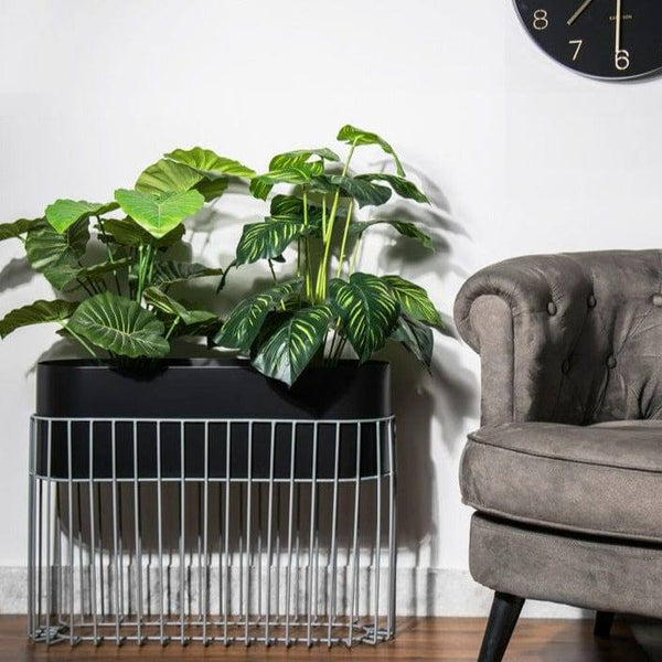 ESQ Living Arlo Indoor Metal Planter with Stand - Matte Black - Modern Quests