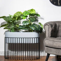 ESQ Living Arlo Indoor Metal Planter with Stand - Matte Grey - Modern Quests