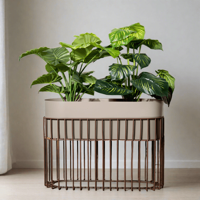 ESQ Living Arlo Indoor Metal Planter with Stand - Matte Taupe