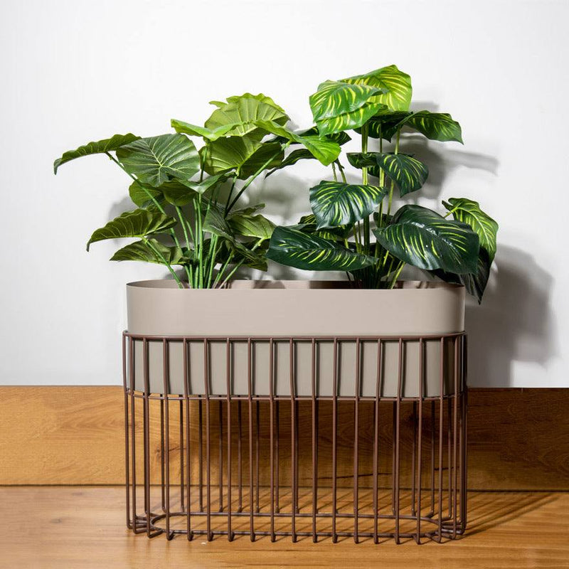 ESQ Living Arlo Indoor Metal Planter with Stand - Matte Taupe