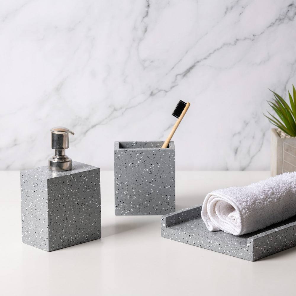 ESQ Living Baston 3piece Bathroom Set Speckled Grey Modern Quests