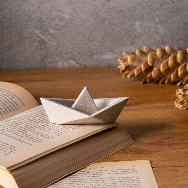 ESQ Living Concrete Boat Paperweight - Speckled Taupe