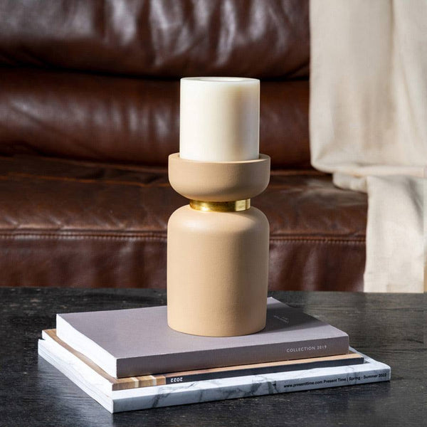 ESQ Living Concrete Candle Stand Large - Taupe - Modern Quests