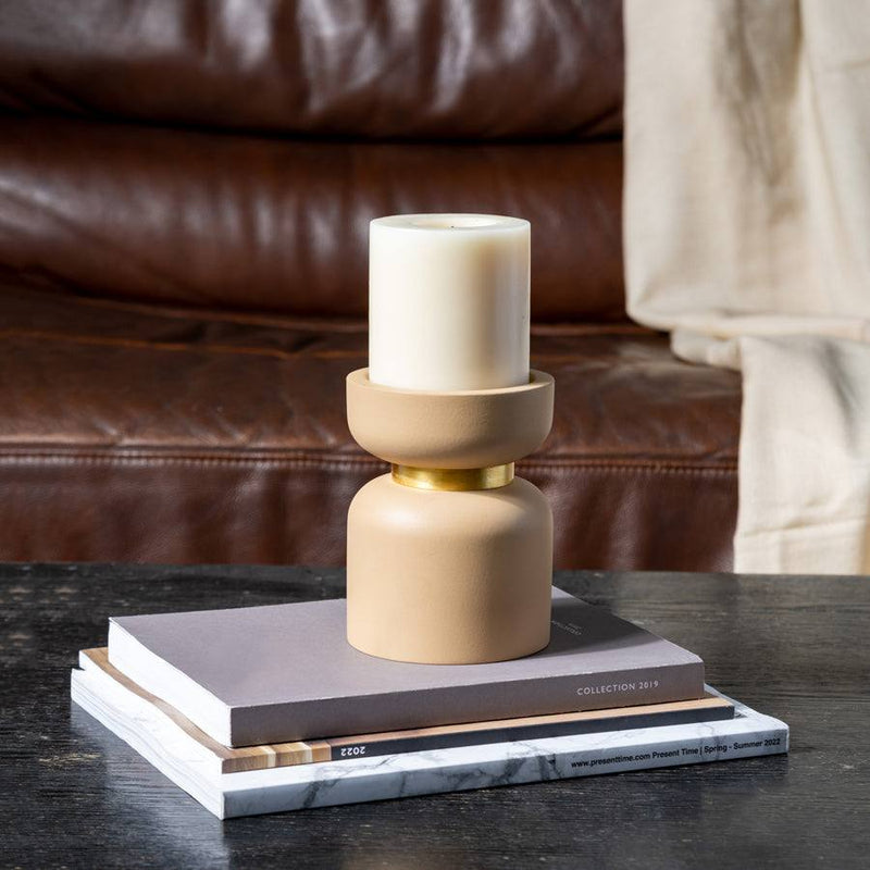 ESQ Living Concrete Candle Stand Medium - Taupe - Modern Quests