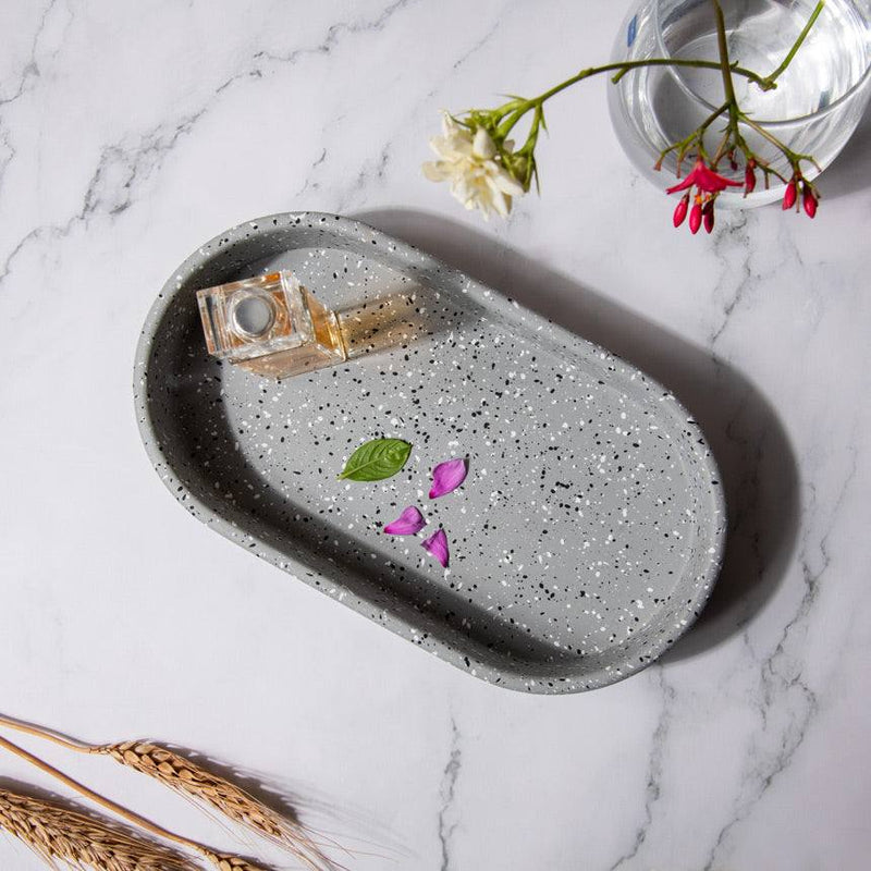ESQ Living Concrete Oval Tray Small - Speckled Grey