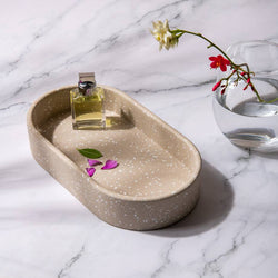 ESQ Living Concrete Oval Tray - Speckled Taupe - Modern Quests