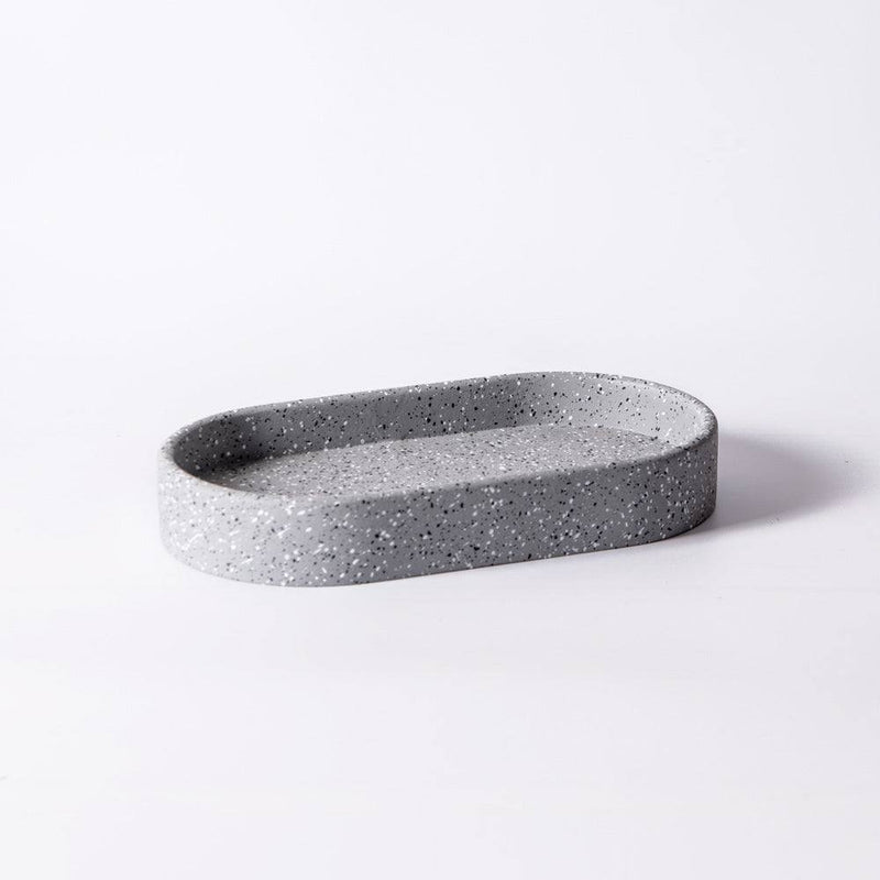ESQ Living Concrete Oval Valet Tray Medium - Speckled Grey