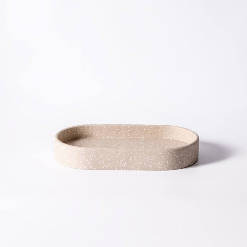 ESQ Living Concrete Oval Valet Tray Medium - Speckled Taupe