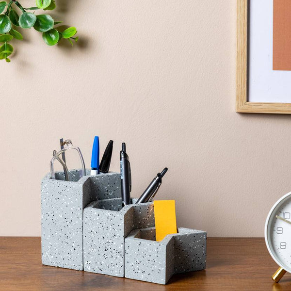 ESQ Living Concrete Tier Desk Organisers - Speckled Grey
