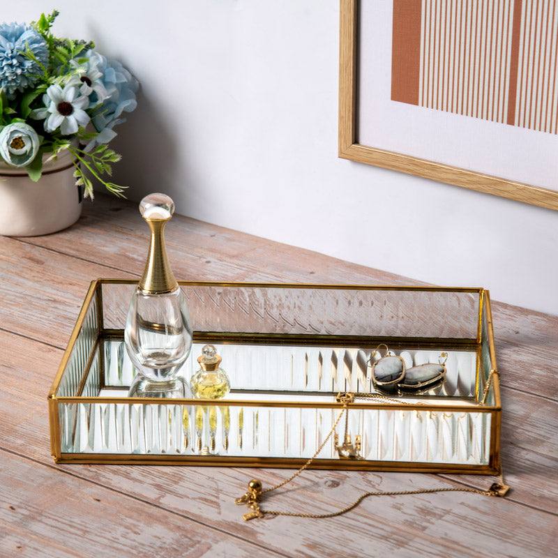 ESQ Living Fluted Glass Tray Large - Gold