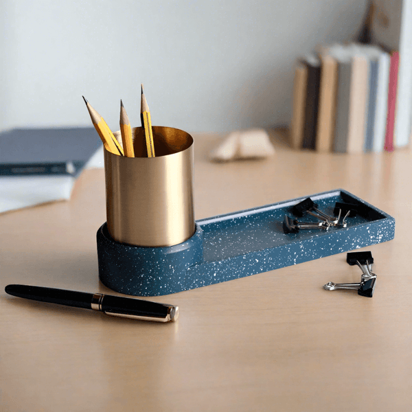 ESQ Living Fuse Speckled Desk Organiser - Blue Gold
