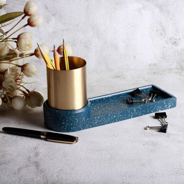 ESQ Living Fuse Speckled Desk Organizer - Blue Gold - Modern Quests