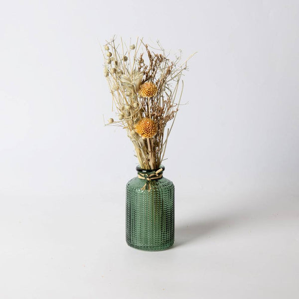 ESQ Living Glass Vase with Dried Bunch Small - Earthen Green - Modern Quests