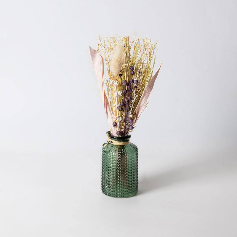 ESQ Living Glass Vase with Dried Bunch Small - Pink Hue