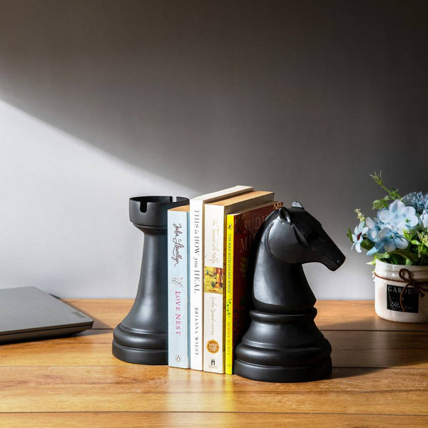 ESQ Living Knight and Rook Bookends - Black