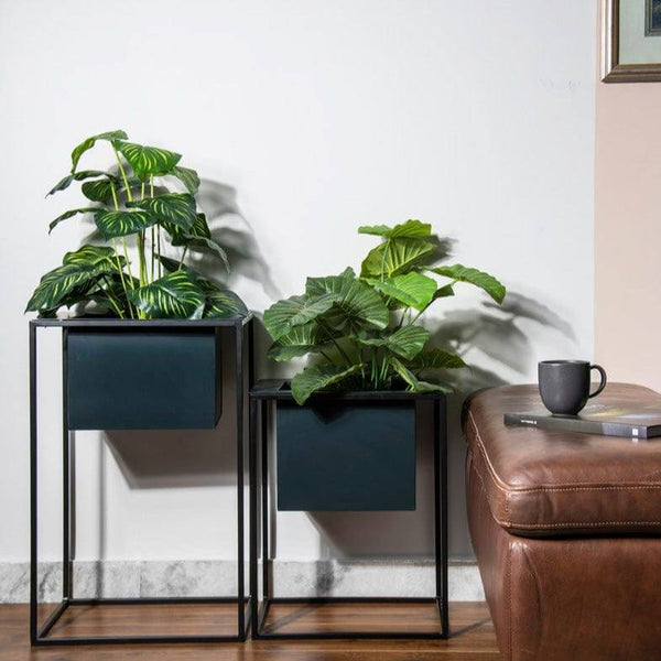 ESQ Living Knox Indoor Planters, Set of 2 - Blue Black - Modern Quests