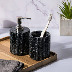 ESQ Living Lines Bathroom Set - Speckled Black - Modern Quests