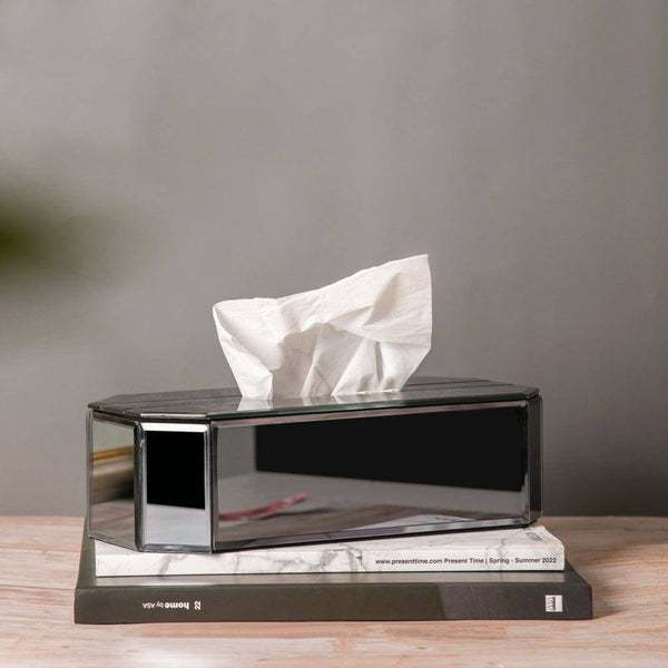 ESQ Living Mirror Tissue Box Holder - Metal Grey - Modern Quests