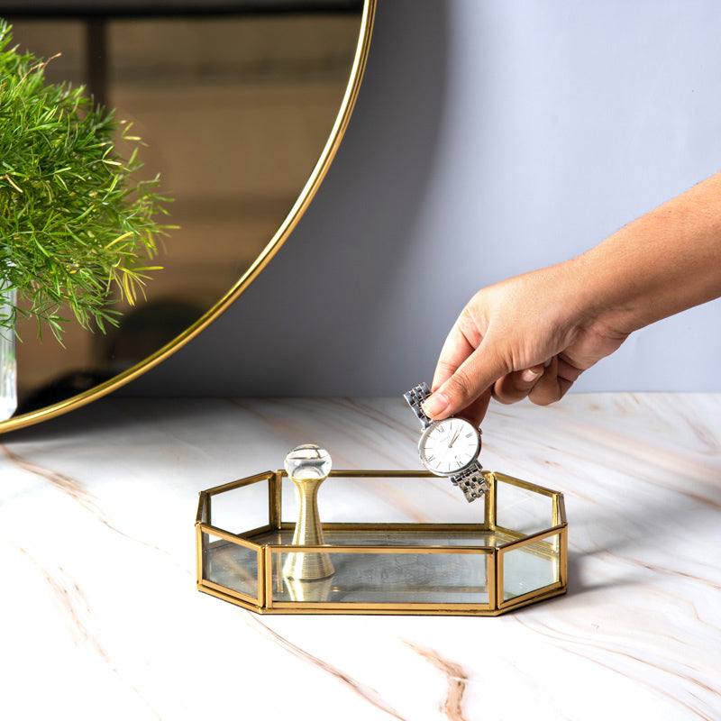 ESQ Living Octagon Glass Tray Small - Gold