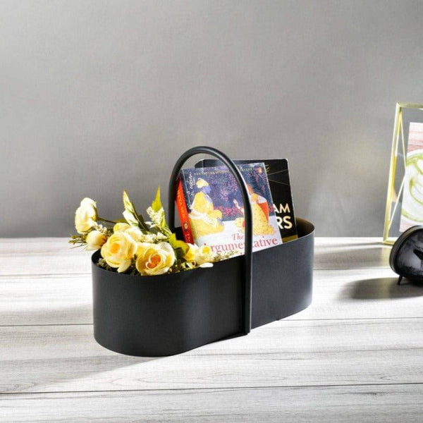 ESQ Living Oval Storage Caddy - Charcoal Black - Modern Quests