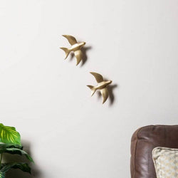 ESQ Living Resin Bird Wall Sculptures, Set of 2 - Matt Gold - Modern Quests
